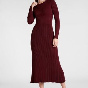 Express Ribbed crew neck maxi sweater dress